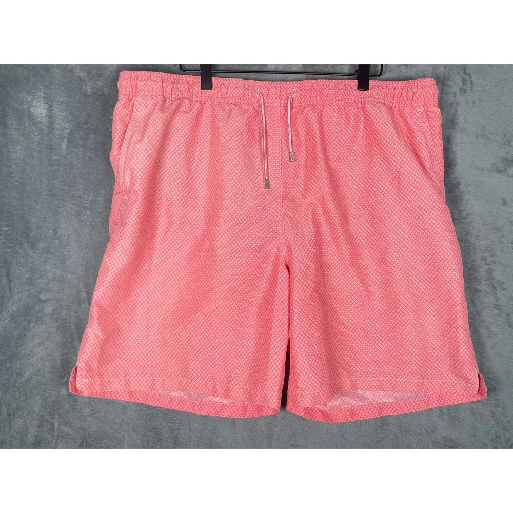 Peter Millar Mens XL Pink Geometric Diamond Print Swim Trunks Board Shorts